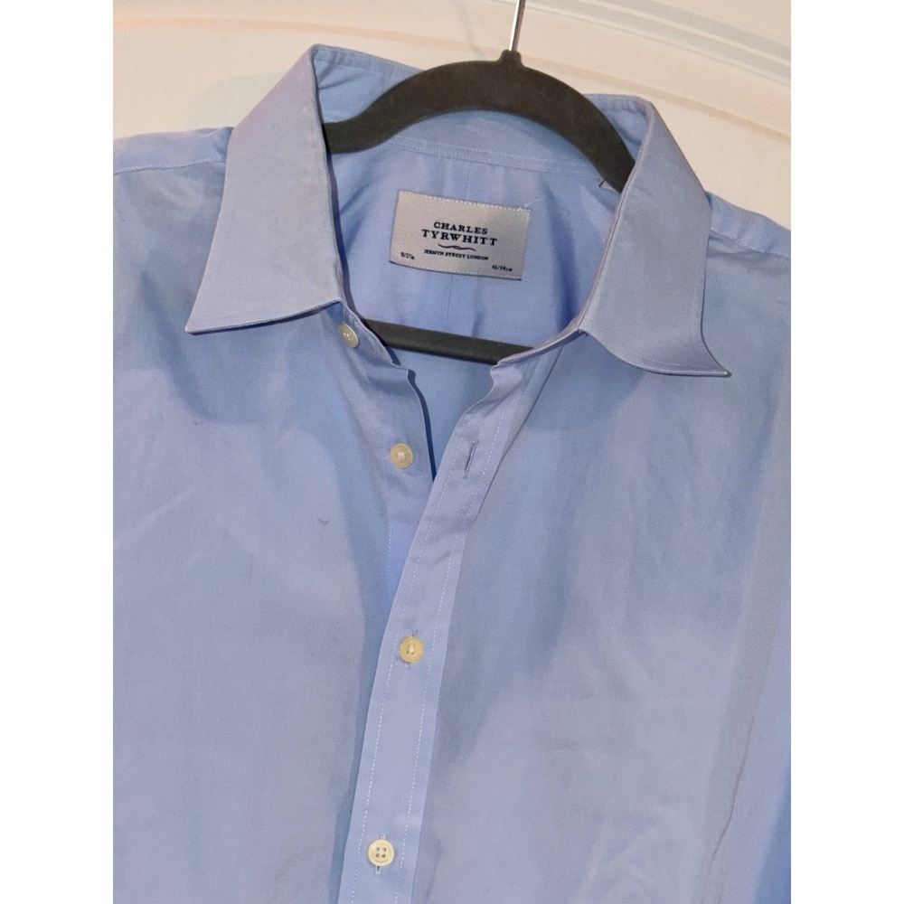 Charles Tyrwhitt Mens Light‎ Blue Dress Shirt 18X37 Jermyn Street London